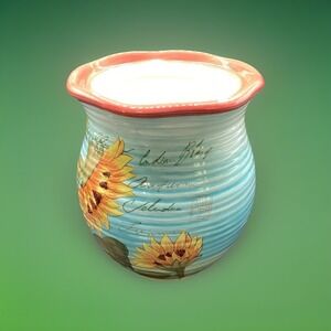 Vase Susan Winget Large Sunflower Pattern 8" Tall Beautiful‎ Floral Decor